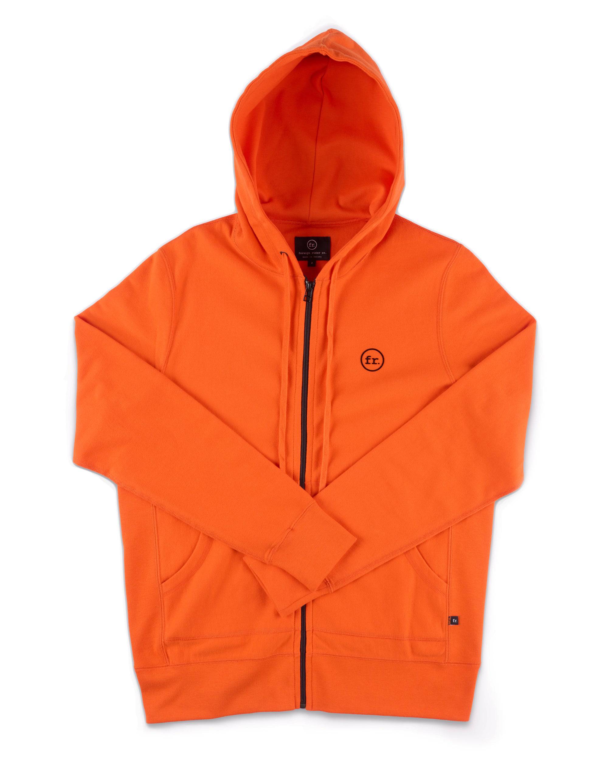 FR. Full Zip Hooded Sweatshirt Orange Foreign Rider Co